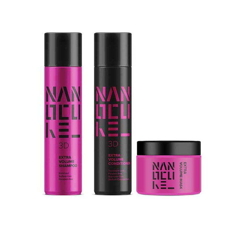 Keratin Nanocure 3D Extra Volume Set Shampoo 500ml & Conditioner 500ml & Mask 250ml