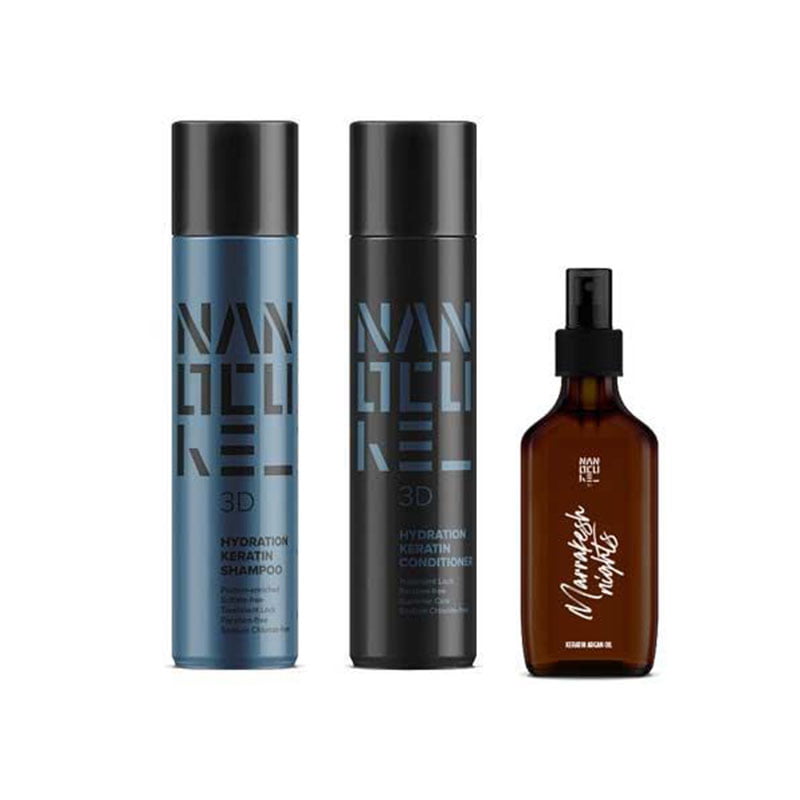 Keratin Nanocure Hydration Set Shampoo 500ml & Conditioner 500ml & Argan Oil 100ml