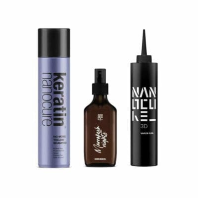 Keratin Nanocure Hydration No More Yellow Set Shampoo 500ml & Argan Oil 100ml & 3D Vapor Fuel 250ml