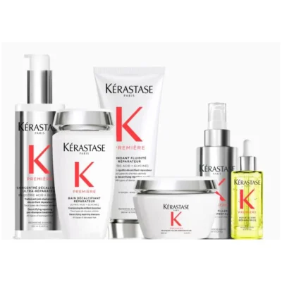 Kérastase Première Set (Bain Décalcifiant 250ml & Masque Filler Réparateur 200ml & Conditioner Fluidité Réparateur 200ml & Huile Gloss Réparatrice 30ml & Serum Filler Fondamental 90ml & Concentré Décalcifiant 250ml)