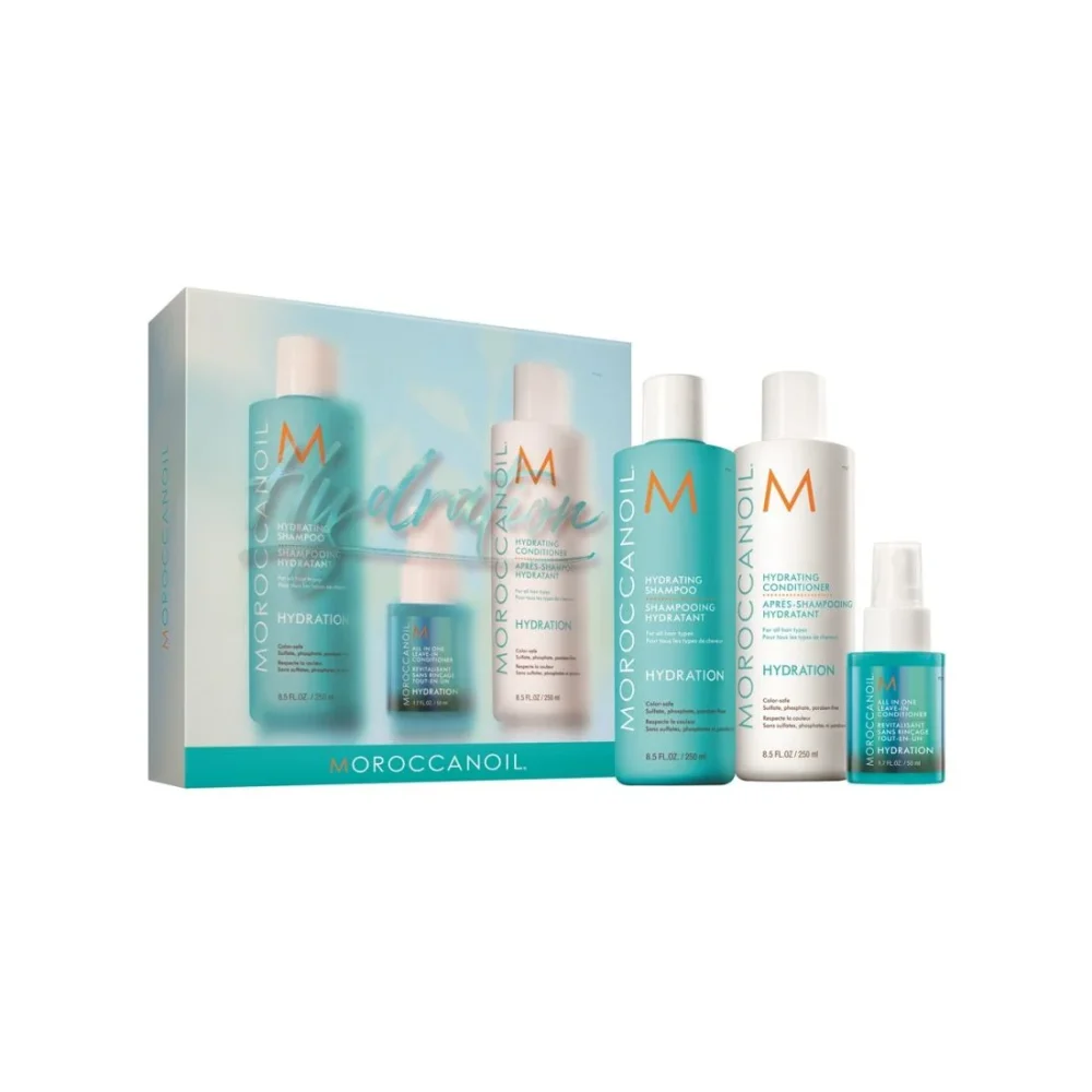 Moroccanoil Spring Hydrating Kit (Shampoo & Conditioner Duo 250ml, All in One Leave-in Conditioner 50ml & ΔΩΡΟ Body Lotion Fragrance Originale 10ml)