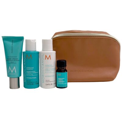Moroccanoil Hydration Travel Set (Shampoo 70ml, Conditioner 70ml, Hand Cream 40ml, Oil Treatment 10ml)